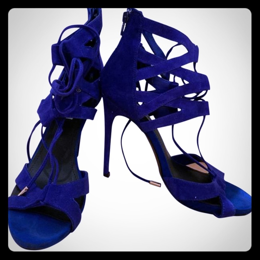 Steven Madden electric blue lace up heeled sandals